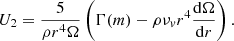 $$ \begin{aligned} U_2 = \frac{5}{\rho r^4 \Omega } \left(\Gamma (m) - \rho \nu _{ v} r^4 \frac{\mathrm{d} \Omega }{\mathrm{d}r}\right). \end{aligned} $$