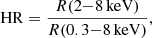 $$ \begin{aligned} \mathrm{HR}=\frac{R(2{-}8\,\mathrm{keV})}{R(0.3{-}8\,\mathrm{keV})}, \end{aligned} $$