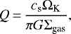 \begin{equation*} Q\,{=}\,\frac{c_{\textrm{s}}\Omega_{\textrm{K}}}{\pi G \Sigma_{\textrm{gas}}}, \end{equation*}