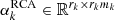 $ \alpha_{k}^{\text{RCA}} \in \mathbb{R}^{r_k \times r_k m_k} $