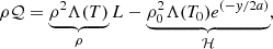 $$ \begin{aligned} \rho \mathcal{Q} =\underbrace{\rho ^2\Lambda (T)}_\mathcal \rho L -\underbrace{\rho _0^2\Lambda (T_0)e^{(-{ y}/2a)}}_\mathcal{H} , \end{aligned} $$