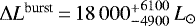 $\Delta L^{\textrm{burst}}\,{=}\,18\,000{{{^+_-}}}_{4900}^{6100}\,{L}_{\odot}$