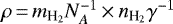 $\rho\,{=}\,{m_{\textrm{H}_2}}{N_A^{-1}}\,{\times}\,n_{\textrm{H}_2}\gamma^{-1}$