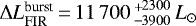 $\Delta L^{\textrm{burst}}_{\textrm{FIR}}\,{=}\,11\,700\,{{^+_-}}^{\!2300}_{\!3900}\,{L}_{\odot}$