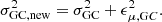 $$ \begin{aligned} \sigma _{\rm GC, new}^{2} = \sigma _{\rm GC}^{2} + \epsilon _{\mu ,\mathrm GC}^{2}. \end{aligned} $$