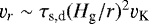 $\varv_r \sim \tau_{\textrm{s,d}} (H_{\textrm{g}}/r)^2 \varv_{\textrm{K}}$