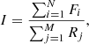 $$ \begin{aligned} I = \frac{\sum ^N_{i=1} F_i}{\sum ^M_{j=1} R_j}, \end{aligned} $$