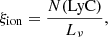 $$ \begin{aligned} \xi _{\rm ion} = \frac{N(\mathrm{LyC})}{L_\nu }, \end{aligned} $$