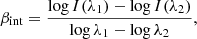 $$ \begin{aligned} \beta _{\rm int} = \frac{\log I(\lambda _1) - \log I(\lambda _2)}{\log \lambda _1 - \log \lambda _2}, \end{aligned} $$