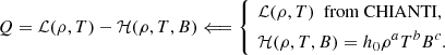 $$ \begin{aligned} Q = \mathcal{L} (\rho ,T) - \mathcal{H} (\rho ,T,B) \Longleftarrow \left\{ \begin{aligned}&\ \mathcal{L} (\rho ,T) \ \ \text{from} \text{ CHIANTI}, \\&\ \mathcal{H} (\rho ,T,B) = h_0 \rho ^a T^b B^c. \end{aligned} \right. \end{aligned} $$