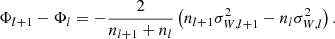$$ \begin{aligned} \Phi _{l+1}-\Phi _{l} = -\frac{2}{n_{l+1}+n_{l}} \left(n_{l+1} \sigma _{W,l+1}^2 - n_{l} \sigma _{W,l}^2\right). \end{aligned} $$