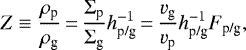 \begin{equation*} Z \equiv \frac{\rho_{\textrm{p}}}{\rho_{\textrm{g}}}\,{=}\,\frac{\Sigma_{\textrm{p}}}{\Sigma_{\textrm{g}}} h_{\textrm{p/g}}^{-1}\,{=}\,\frac{v_{\textrm{g}}}{v_{\textrm{p}}} h_{\textrm{p/g}}^{-1} F_{\textrm{p/g}},\end{equation*}