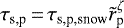 $\tau_{\textrm{s,p}}\,{=}\,\tau_{\textrm{s,p,snow}} \tilde{r}_{\textrm{p}}^{\zeta}$