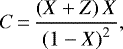 \begin{equation*} C\,{=}\,\frac{ \left(X+Z\right)X}{\left(1-X \right)^2}, \end{equation*}