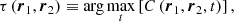 $$ \begin{aligned}&\tau \left( \boldsymbol{r}_1, \boldsymbol{r}_2 \right) \equiv \arg \max \limits _t \left[C \left( \boldsymbol{r}_1, \boldsymbol{r}_2, t \right) \right], \end{aligned} $$