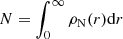 $ N = \int_{0}^{\infty} \rho_{\mathrm{N}}(r) {\mathrm{d}r} $