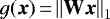 $g({\vec x})\,{=}\,{\left\lVert{\mathbf{W} {\vec x}}\right\rVert}_1$