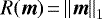 $R({\vec m})\,{=}\,{\left\lVert{{\vec m}}\right\rVert}_1$