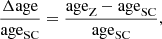$$ \begin{aligned} \frac{\Delta \mathrm{age}}{\mathrm{age}_{\rm SC}}=\frac{\mathrm{age}_{\rm Z}-\mathrm{age}_{\rm SC}}{\mathrm{age}_{\rm SC}}, \end{aligned} $$