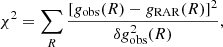 $$ \begin{aligned} \chi ^2=\sum _R\frac{{[g_{\rm obs}(R)-g_{\rm RAR}(R)]^2}}{\delta g_{\rm obs}^2(R)}, \end{aligned} $$