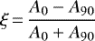 \begin{equation*} \xi\,{=}\,\frac{A_0 - A_{90}}{A_0 + A_{90}} \end{equation*}
