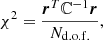 $$ \begin{aligned} \chi ^2=\frac{\boldsymbol{r}^T \mathbb{C} ^{-1} \boldsymbol{r}}{N_{\rm d.o.f.}}, \end{aligned} $$