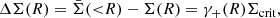 $$ \begin{aligned} \Delta \Sigma (R)=\bar{\Sigma }({ < }R)-\Sigma (R) =\gamma _+(R)\Sigma _{\rm crit}, \end{aligned} $$