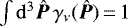 $\int \mathrm{d}^3\bm{\hat{P}}\,\gamma_{\nu}(\bm{\hat{P}})\,{=}\,1$