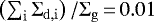 $\left(\sum_{\mathrm{i}} \Sigma_{\mathrm{d}, \mathrm{i}} \right) / \Sigma_{\mathrm{g}}\,{=}\,0.01$