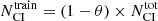 $ N^{\mathrm{train}}_{\mathrm{CI}} = (1-\theta) \times N^{\mathrm{tot}}_{\mathrm{CI}} $