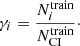 $$ \begin{aligned} \gamma _i = \frac{N^\mathrm{train}_i}{N^\mathrm{train}_{\rm CI}}\cdot \end{aligned} $$