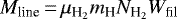 $M_{\textrm{line}}\,{=}\, \mu_{\textrm{H}_2}m_{\textrm{H}} {N_{\textrm{H}_{2}}} W_{\textrm{fil}}$