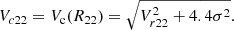 $$ \begin{aligned} V_{c22} = V_{\rm c}(R_{22}) = \sqrt{V_{r22}^2 + 4.4\sigma ^2} \text{.} \end{aligned} $$