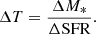 $$ \begin{aligned} \Delta T = \frac{\Delta M_*}{\Delta \mathrm{SFR}} \text{.} \end{aligned} $$