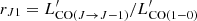 $ r_{J1}=L^\prime_{\mathrm{CO}(J\rightarrow J-1)} / L^\prime_{\mathrm{CO(1-0)}} $