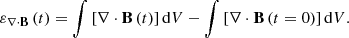 $$ \begin{aligned} \varepsilon _{\nabla \cdot \mathbf B }\left(t\right)=\int \left[\nabla \cdot \mathbf B \left(t\right)\right]\mathrm{d}V-\int \left[\nabla \cdot \mathbf B \left(t=0\right)\right]\mathrm{d}V. \end{aligned} $$