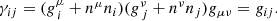 $$ \begin{aligned} \gamma _{i j} = ({ g}^\mu _{\, i} + n^\mu n_i) ({ g}^\nu _{\, j} + n^\nu n_j) { g}_{\mu \nu } = { g}_{i j}. \end{aligned} $$