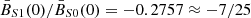 $ {\bar B_{S1}}(0)/{\bar B_{S0}}(0) = -0.2757\approx -7/25 $