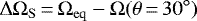 \begin{equation*} \Delta\Omega_{\mathrm{S}}\,{=}\,\Omega_{\mathrm{eq}}-\Omega(\theta\,{=}\,30^{\circ}) \end{equation*}