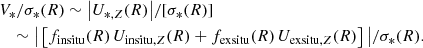 $$ \begin{aligned}&V_{*}/\sigma _{*}(R) \sim \vert U_{*,Z}(R)\vert /[\sigma _{*}(R)] \nonumber \\&\ \ \ \sim \vert \left[f_{\rm insitu}(R)\, U_{\mathrm{insitu},Z}(R) + f_{\rm exsitu}(R)\, U_{\mathrm{exsitu},Z}(R)\right] \vert / \sigma _{*}(R). \end{aligned} $$