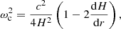 $$ \begin{aligned} \omega _{\rm c}^{2}=\frac{c^2}{4H^2}\left(1-2\frac{\mathrm{d}H}{\mathrm{d}r}\right), \end{aligned} $$