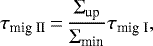 \begin{equation*}\tau_{\textrm{mig II}}\,{=}\,\frac{\Sigma_{\textrm{up}}}{\Sigma_{\textrm{min}}} \tau_{\textrm{mig I}}, \end{equation*}