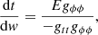$$ \begin{aligned}&\qquad \frac{\mathrm{d} t}{\mathrm{d} { w}} = \frac{E {g}_{\phi \phi }}{-{g}_{tt}{g}_{\phi \phi }},\end{aligned} $$