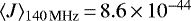 $\langle J \rangle_{140\,\textrm{MHz}}\,{=}\,8.6\,{\times}\,10^{-44}$