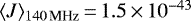 $\langle J \rangle_{140\,\text{MHz}}\,{=}\,1.5\,{\times}\,10^{-43}$