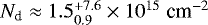 $N_{\textrm{d}}\approx 1.5^{+7.6}_{0.9}\times10^{15}\; \textrm{cm}^{-2}$