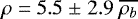 $\rho= 5.5\;{\pm}\;2.9\ \overline{\rho_{b}}$