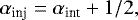 \begin{equation*} \alpha_{\textrm{inj}} = \alpha_{\textrm{int}} + {1}/{2},\end{equation*}