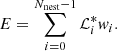 $$ \begin{aligned} E = \sum _{i = 0}^{N_{\rm nest} - 1} \mathcal{L} _{i}^{*} { w}_{i}. \end{aligned} $$