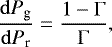 \begin{equation*} \frac{\mathrm{d} P_{\textrm{g}}}{\mathrm{d} P_{\textrm{r}}} = \frac{1 - \Gamma}{\Gamma}, \end{equation*}